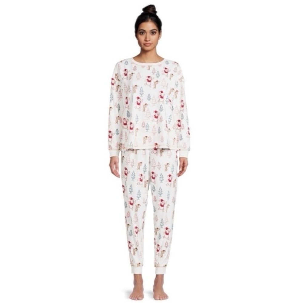 Disney Winnie the Pooh Women's Soft Christmas Top Pants Pajama Set 2-Piece